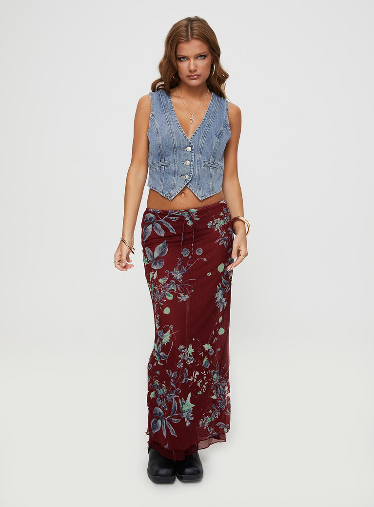 Buchan Maxi Skirt Red Floral Princess Polly  Maxi 