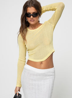 product Princess Polly Three Fourth Sleeves Square Neck  Sydelle Long Sleeve Top Yellow