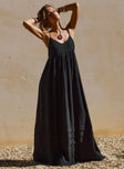 product Princess Polly Crew Neck  Milden Linen Blend Maxi Dress Black