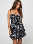 Princess Polly Square Neck  Mckilah Mini Dress Black Floral