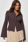 product Princess Polly Full Sleeves High Neck  Anni Pinstripe Shirt Brown