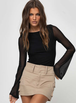 back view of model wearing Princess Polly Lukea Long Sleeve Bodysuit Black Full Sleeves 