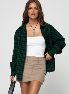 product Princess Polly Short Sleeves Square Neck  Stark Shirt Green Check