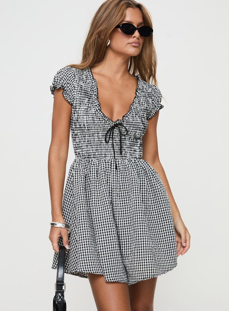 Wescott Gingham Romper Black / White Tall