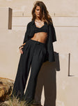 product Princess Polly Low Rise Pants  Zenia Linen Blend Pants Black