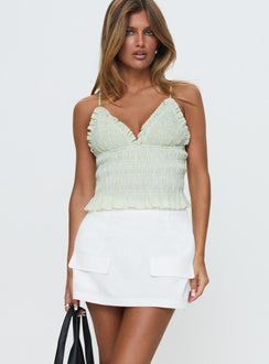 back view of model wearing Princess Polly Essentially Skort White Petite High Waisted Shorts 