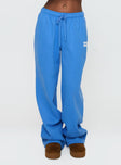 Princess Polly Wide Leg Track Pant Bubble Text Blue