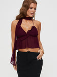 Demi Frill Top Burgundy