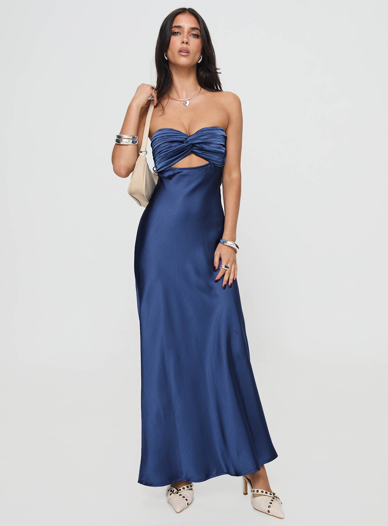 Plain blue maxi dress best sale