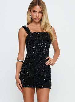 Denisse Strapless Sequin Mini Dress Black