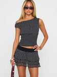 Ready To Party Frill Skort Black Polka