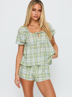 Cerelia Tie Up Set Green Check