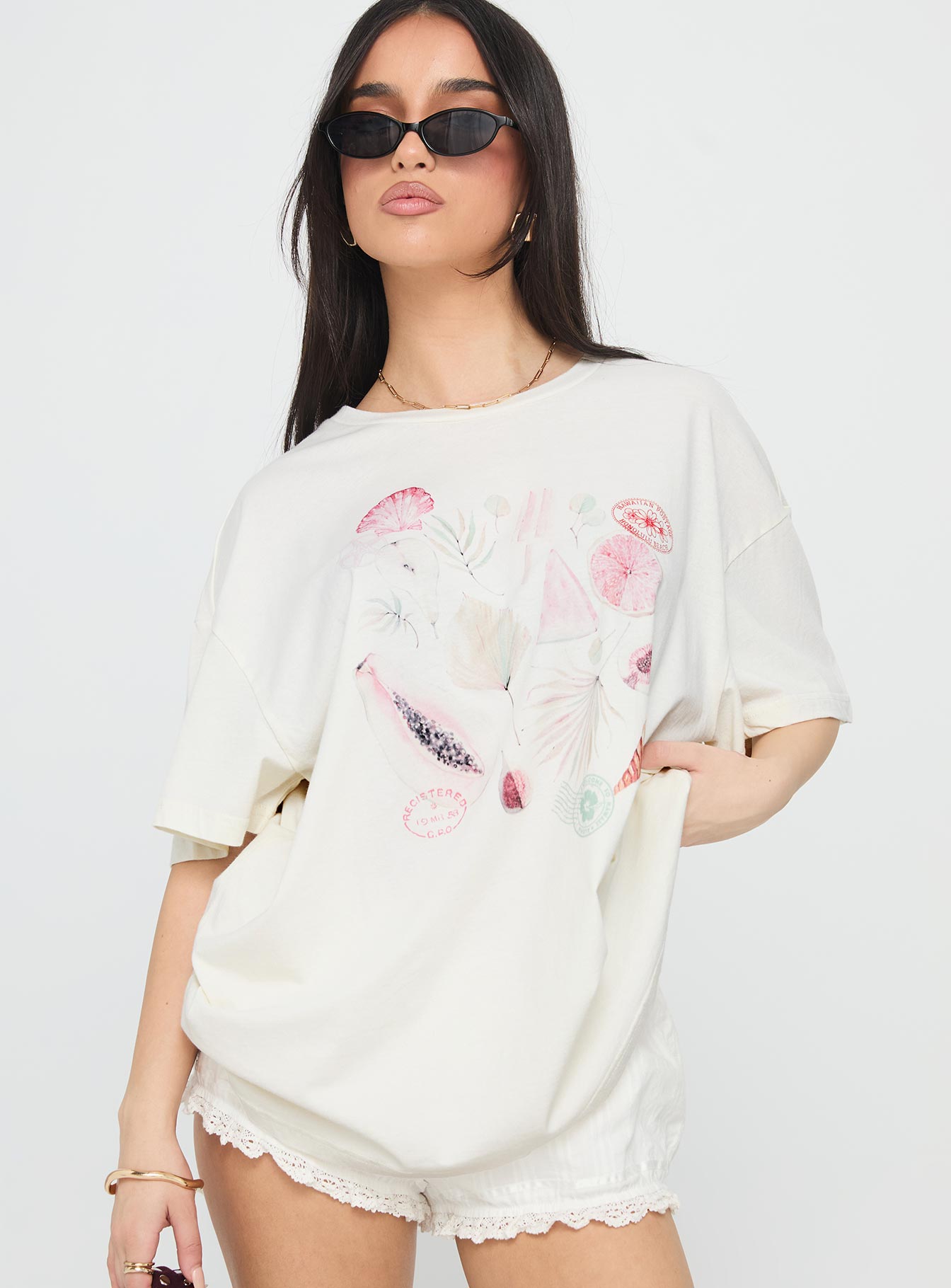 Hawaii Locale Oversized Graphic Tee Marshmellow