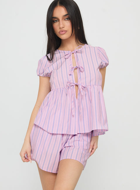 Drop Dead Gorgeous Tie Up Set Purple Stripe