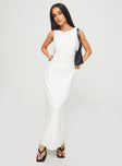 front view of model wearing Princess Polly Mocca Maxi Dress White Scoop Neck 