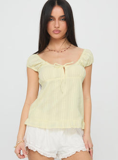Lainee Babydoll Tie Up Top Yellow
