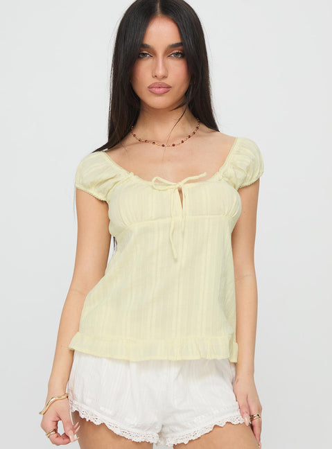 Lainee Babydoll Tie Up Top Yellow