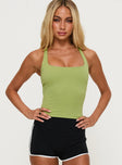 Layup Active Longline Cross Back Top Green