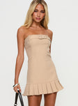 Sesamie Belted Mini Dress Beige