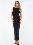 Princess Polly Boat Neck  Swansen High Neckline Maxi Dress Black