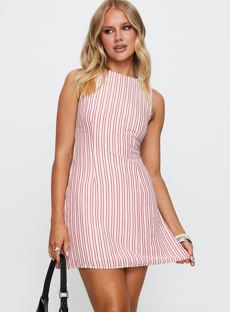 Alfalfa Shift Mini Dress Red Stripe