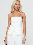 front view of model wearing Princess Polly Change It Up Strapless Top White Sleeveless straight 