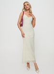 front view of model wearing Princess Polly Euphemia Maxi Dress Cream V-Neck 