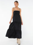 Princess Polly Square Neck  Dunster Maxi Dress Black