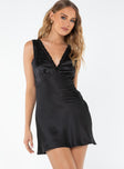 Princess Polly V-Neck  Posie Mini Dress Black