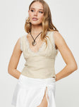 V-neck crop top Lace detail, invisible zip fastening at side, subtle pleats at bust Non-stretch material, lined bust 
