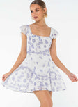 Princess Polly Square Neck  Dream Away Mini Dress Blue Multi
