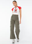 Front view of model wearing  front Princess Polly  Fogarty Cargo Pants Sage