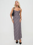 front view of model wearing Princess Polly Laurent Maxi Dress Black Floral Cowl Neck 