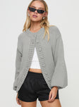 front view of model wearing Princess Polly Edern Cardigan Grey Long 