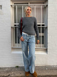 front view of model wearing Princess Polly Serenitia Mid Rise Relaxed Jeans Light Wash Petite Mid Rise 