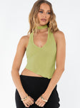 Sheer halter top Tie fastening, deep neckline, low back