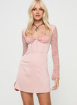 Princess Polly Sweetheart Neckline  Markwell Long Sleeve Mini Dress Pink