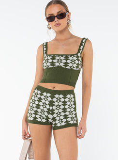 Elewa Geo Knit Shorts Sage / White Princess Polly mid-rise 