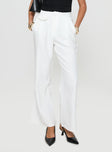 back view of model wearing Princess Polly Jazzar Pocket Detail Pleated Pant White Petite High Waisted Pants 