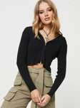 Cher Zip Up Knit Sweater Black Princess Polly  Cropped 