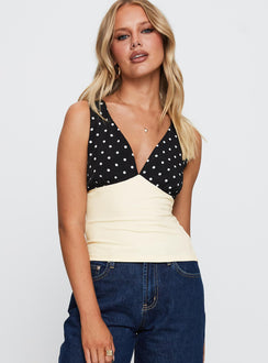 side view of model wearing Princess Polly Silverstone Top Multi Sleeveless V-Neck 