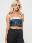 Crop top Strapless style, inner silicone strip at bust, mesh material, floral print