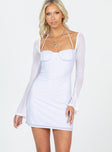 product Princess Polly Square Neck  Dyer Sheer Sleeve Mini Dress White Tall