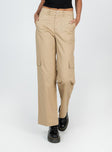 Princess Polly mid-rise  Luna Mid Rise Cargo Pants Beige Tall