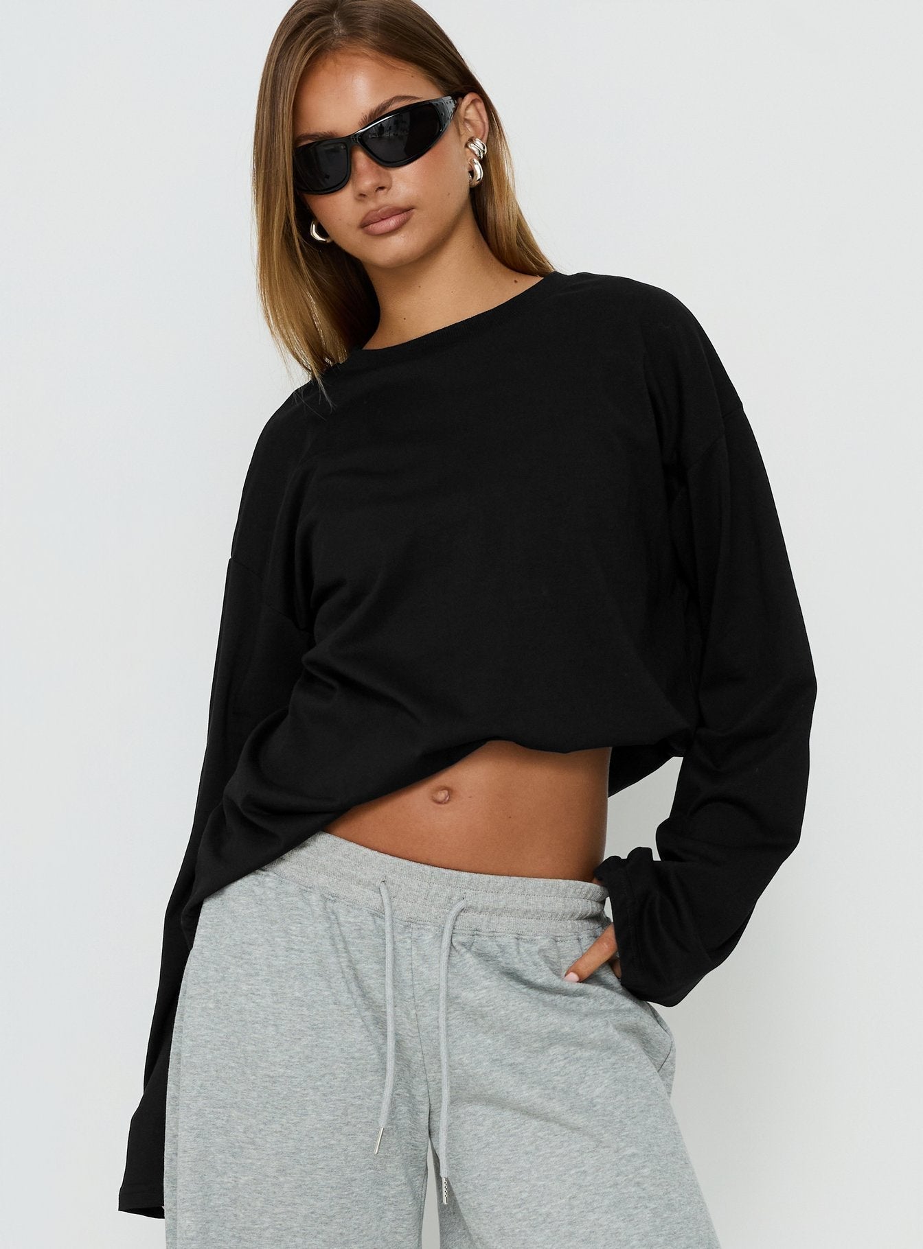 Settle Down Langarmshirt Schwarz