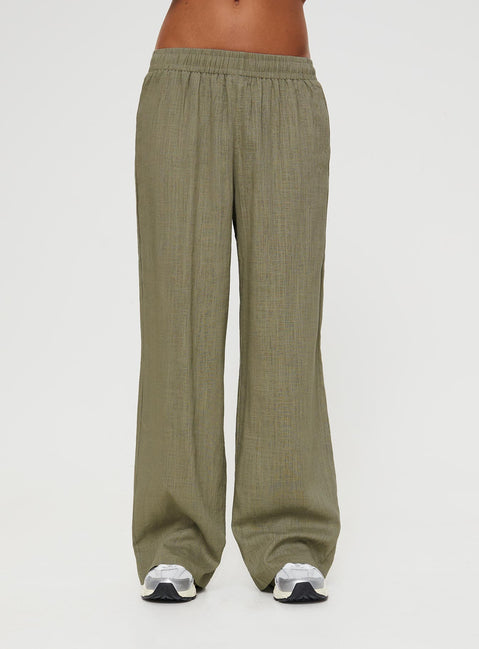 product Princess Polly Low Rise Pants  Louis Linen Blend Pants Olive