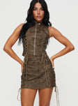 product Ceejay Faux Leather Mini Skirt Brown Princess Polly  Mini Skirts 