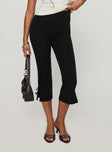 front view of model wearing Princess Polly Mignonette Capri Pant Black High Waisted Pants 