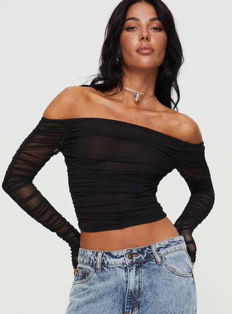 product Princess Polly Full Sleeves Square Neck  Hartford Off The Shoulder Top Black