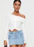 product Princess Polly Full Sleeves Asymmetric Neckline  Ferotti Off The Shoulder Top White